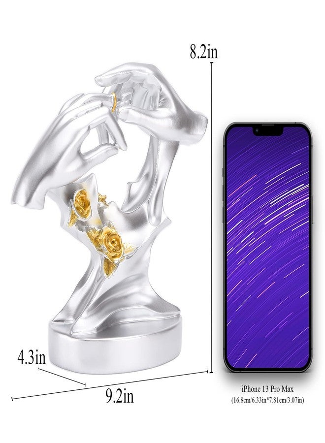 BRABUD Resin Lovers Hands Statue Wear Ring Figurine Wedding Anniversary Valentine's Day Birthday Gift Proposal Marriage Decoration Home Ornament TQGJBS323 - Image 2